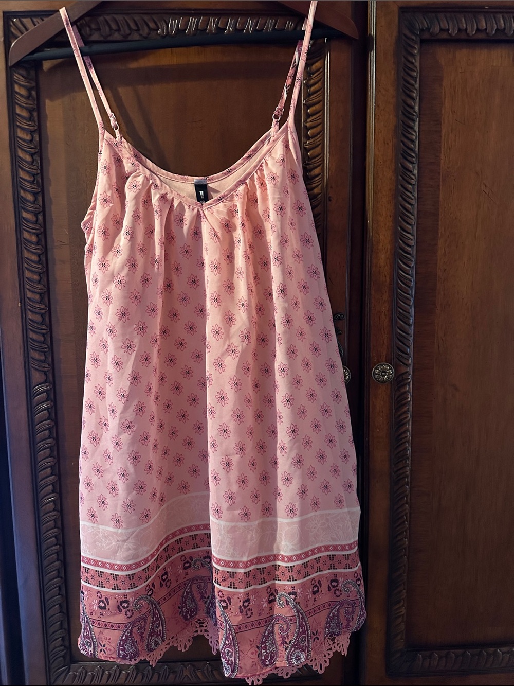 Design Lab Lord & Taylor Pink Paisley Chemise Slip